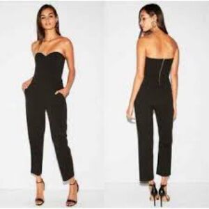 Express Strapless Sweetheart Neckline Jumpsuit in Black - Size 12